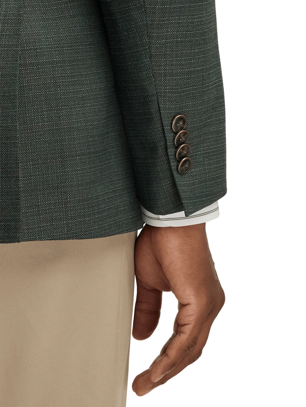 Wool Single Breasted Notch Lapel Sport Coat - Green/tan