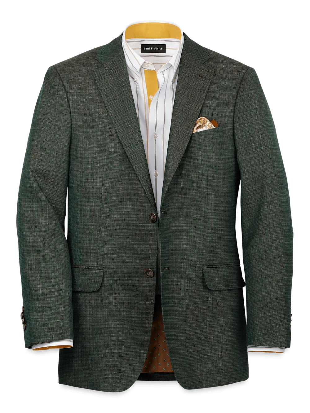 Wool Single Breasted Notch Lapel Sport Coat - Green/tan