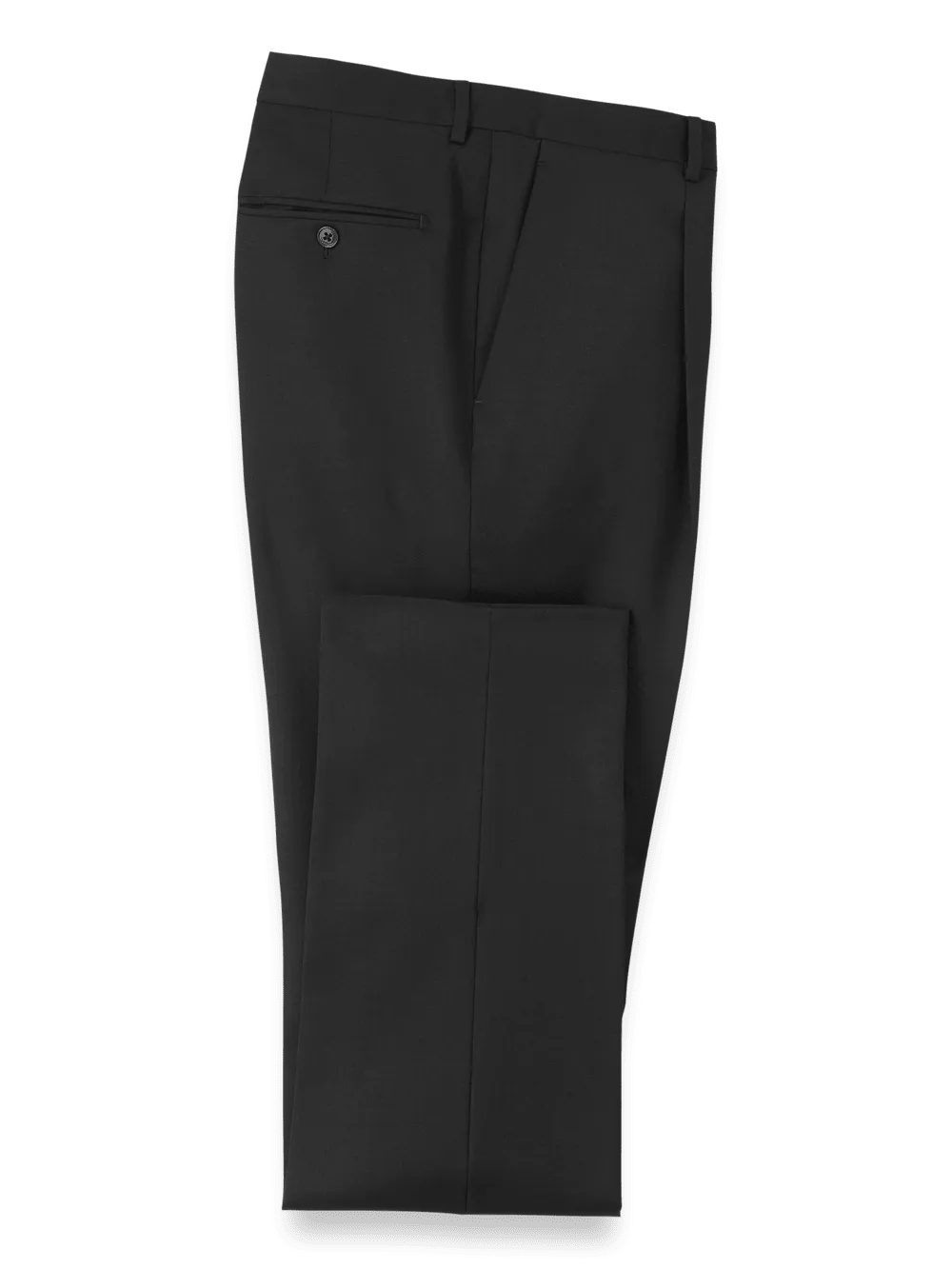 Wool Single Pleat Pants - Black