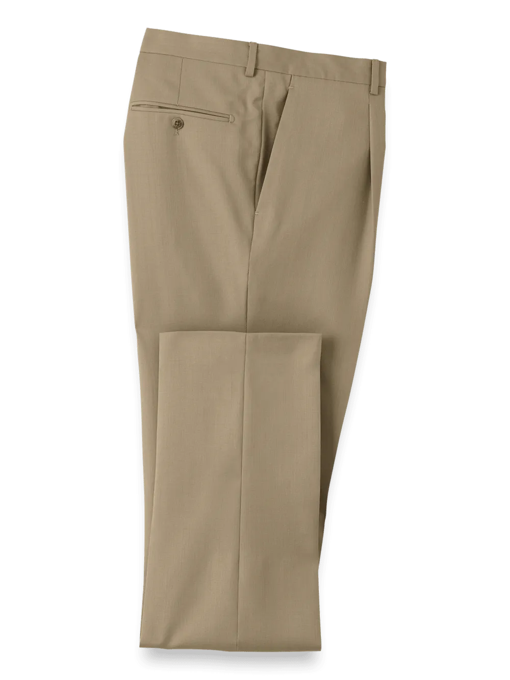 Wool Single Pleat Pants - British Tan
