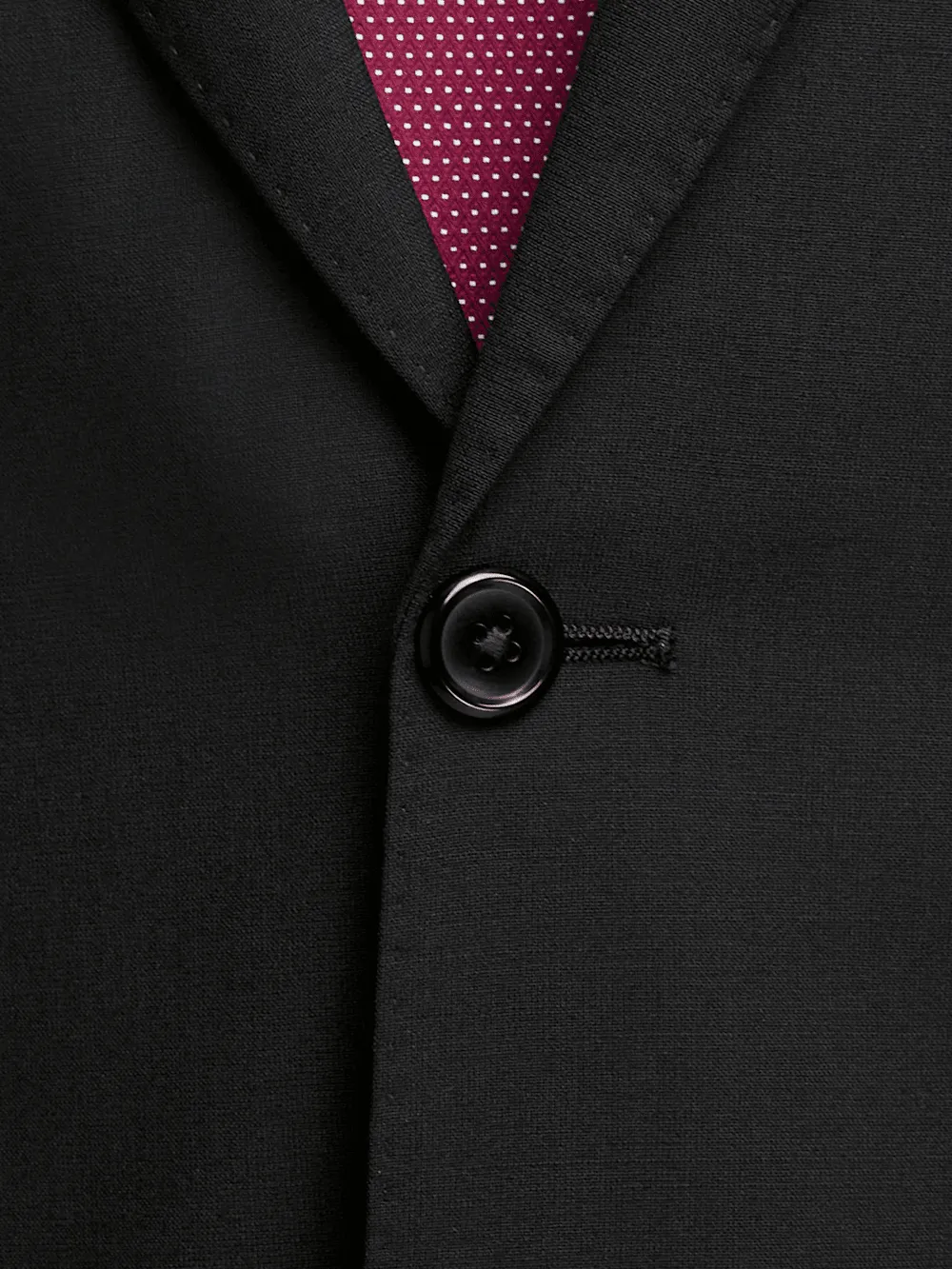 Wool Stretch Bengaline Peak Lapel Suit Jacket - Black
