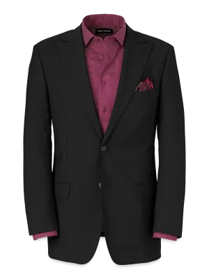 Wool Stretch Bengaline Peak Lapel Suit Jacket - Black