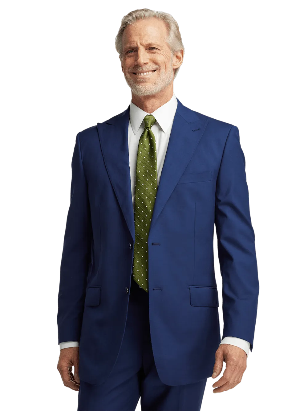 Wool Stretch Bengaline Peak Lapel Suit Jacket - Blue