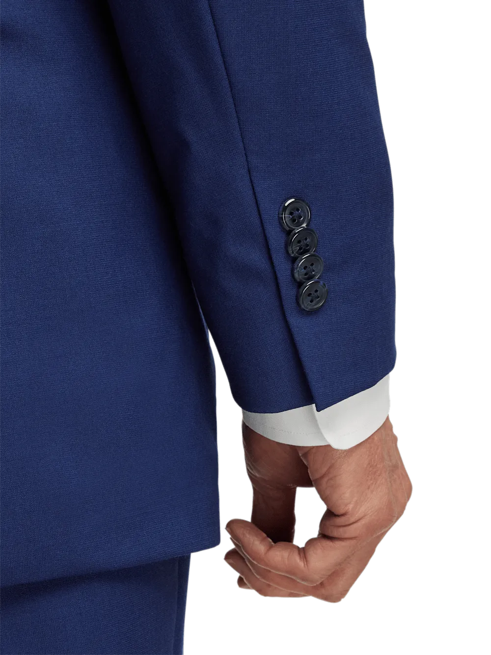Wool Stretch Bengaline Peak Lapel Suit Jacket - Blue