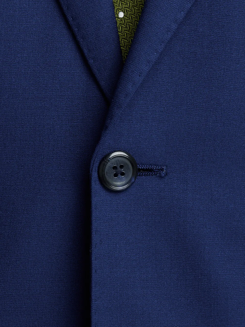 Wool Stretch Bengaline Peak Lapel Suit Jacket - Blue