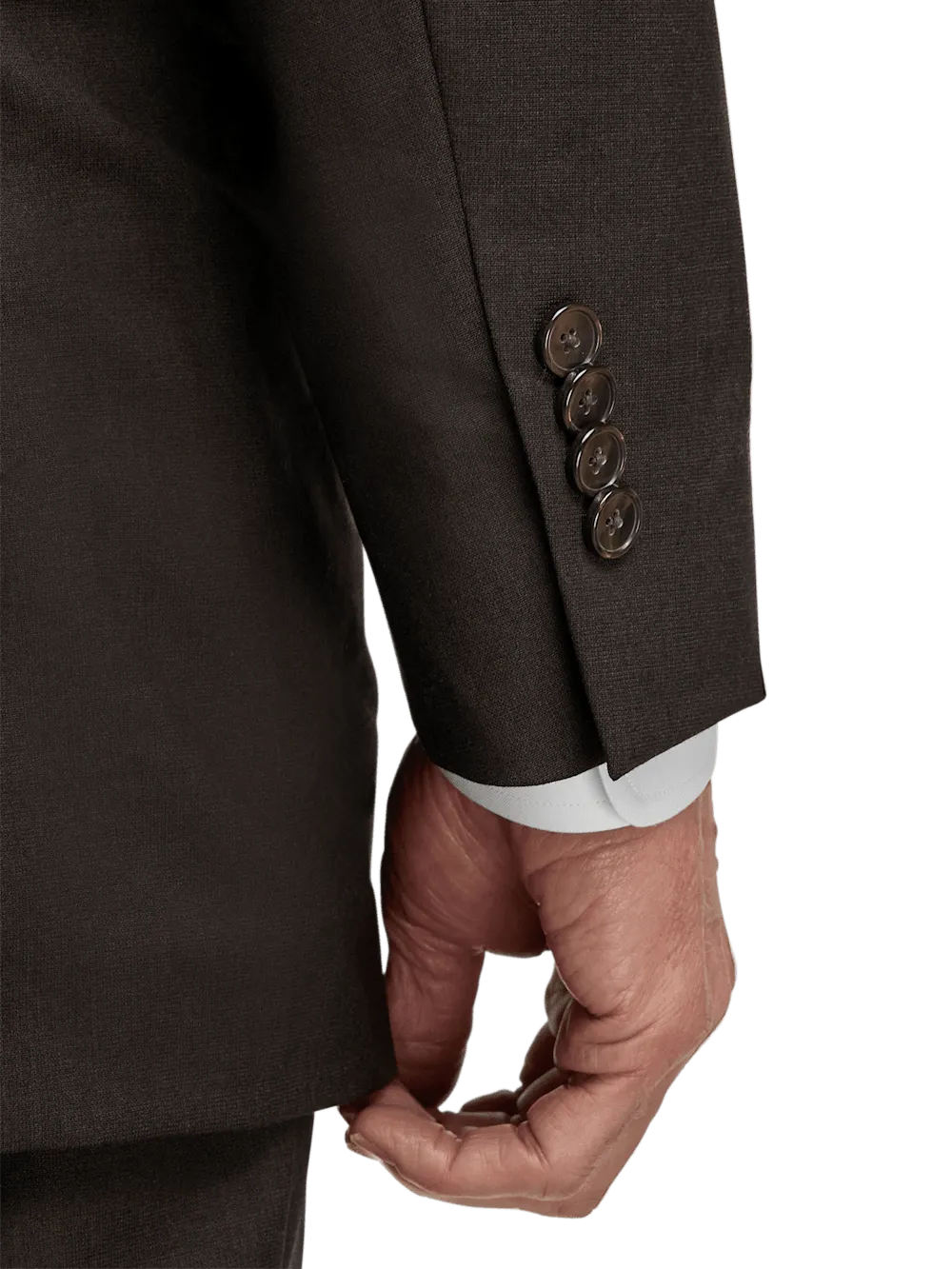 Wool Stretch Bengaline Peak Lapel Suit Jacket - Dark Brown