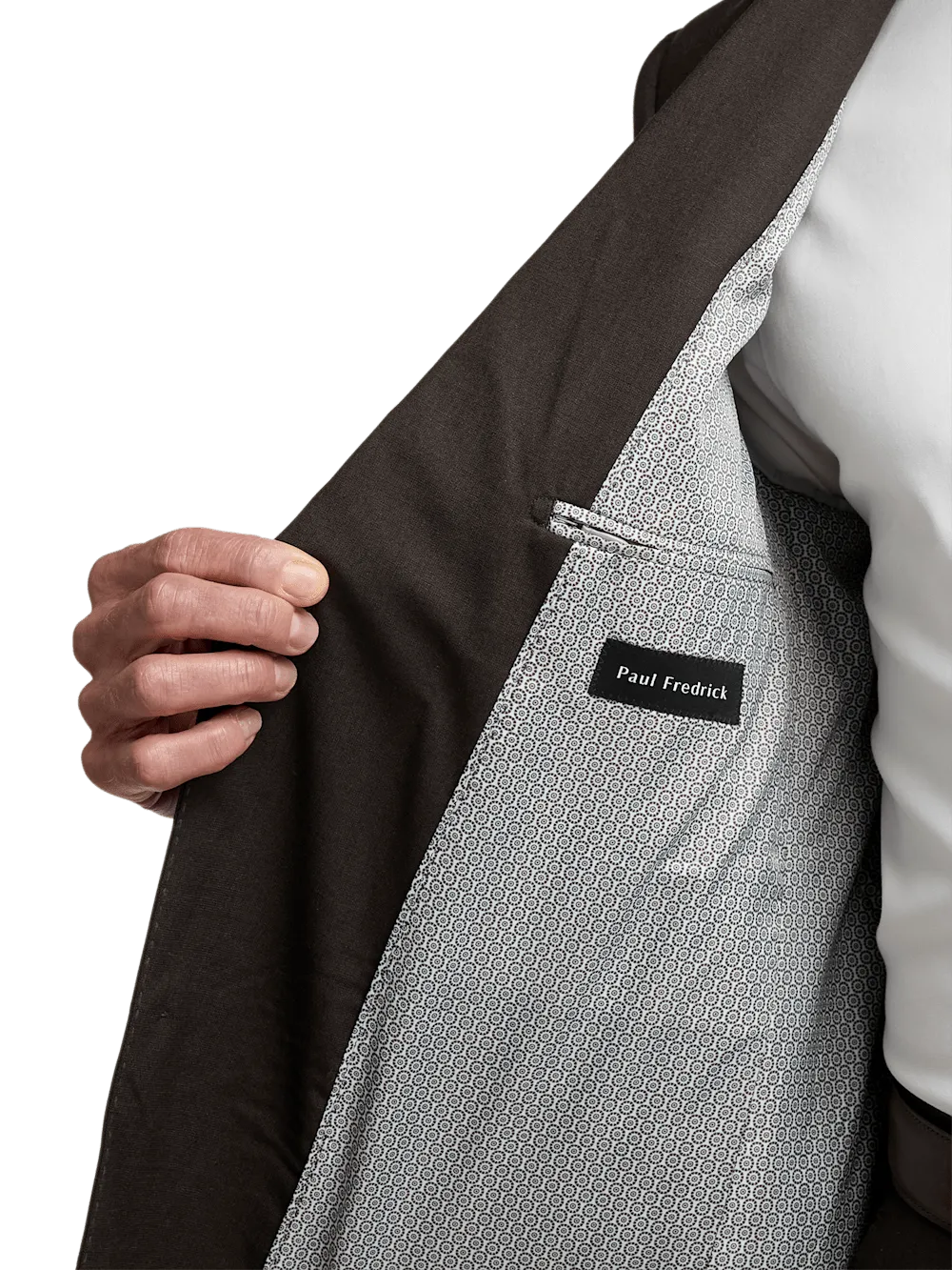 Wool Stretch Bengaline Peak Lapel Suit Jacket - Dark Brown