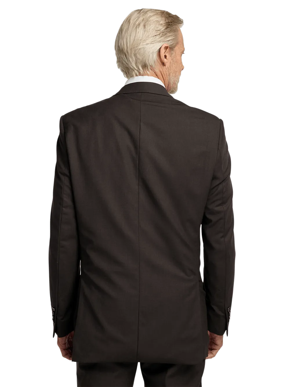 Wool Stretch Bengaline Peak Lapel Suit Jacket - Dark Brown