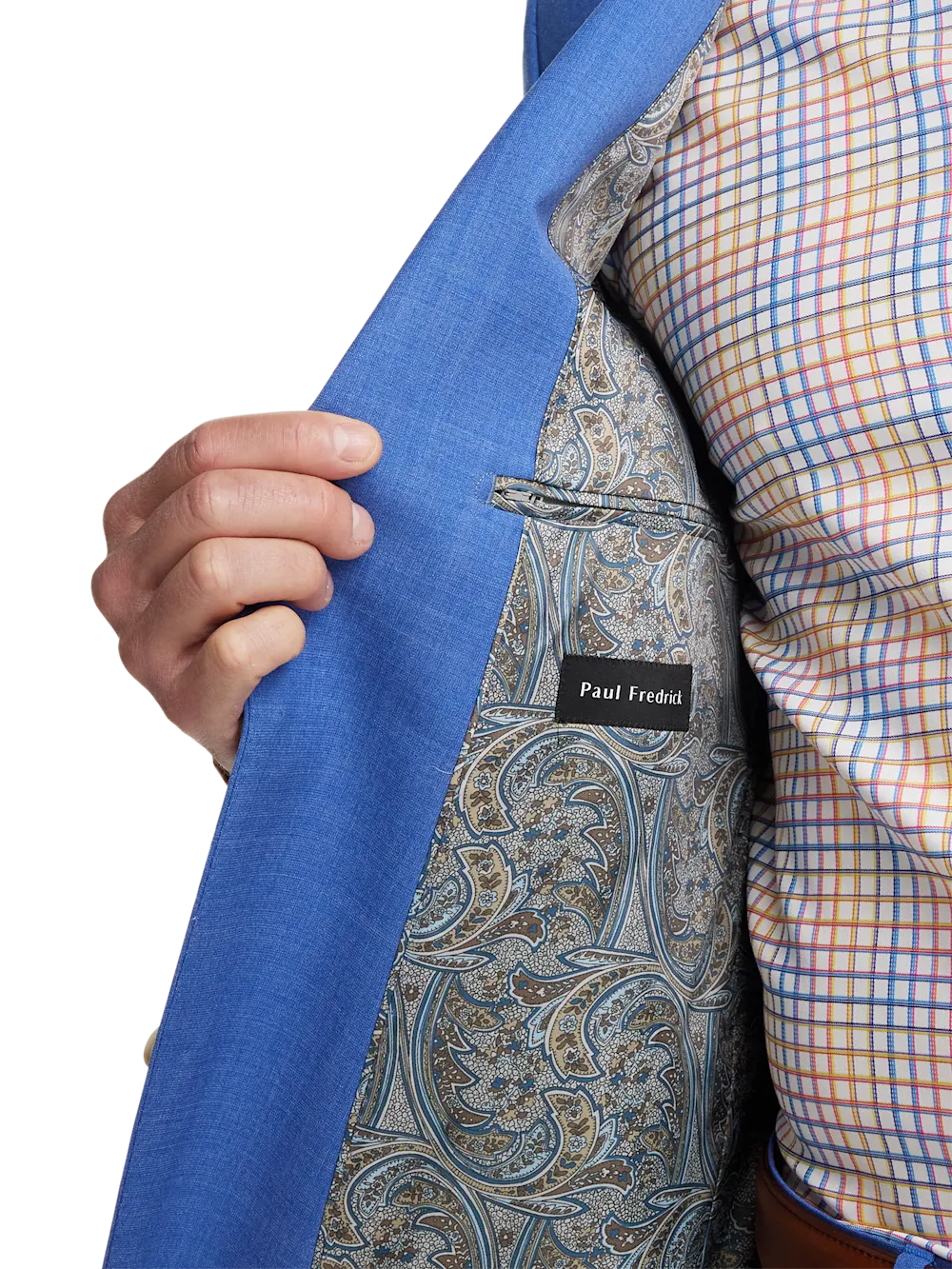 Wool Stretch Bengaline Peak Lapel Suit Jacket - French Blue