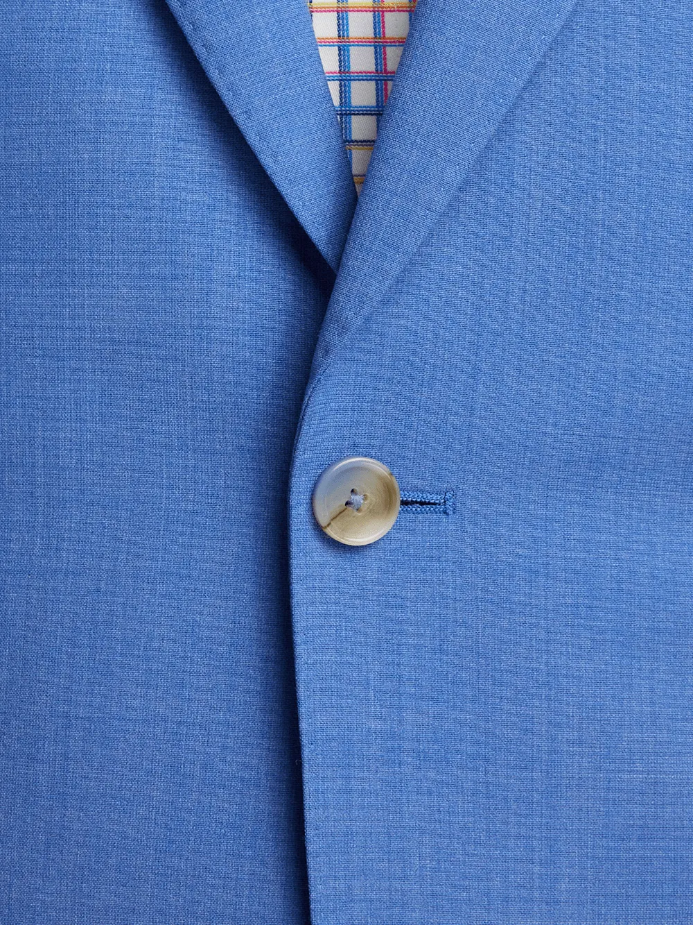 Wool Stretch Bengaline Peak Lapel Suit Jacket - French Blue