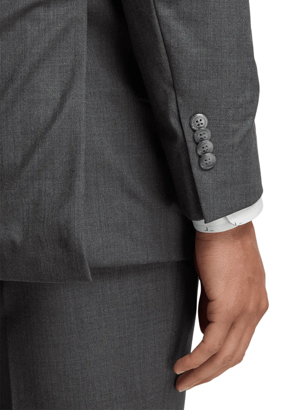 Wool Stretch Bengaline Peak Lapel Suit Jacket - Grey