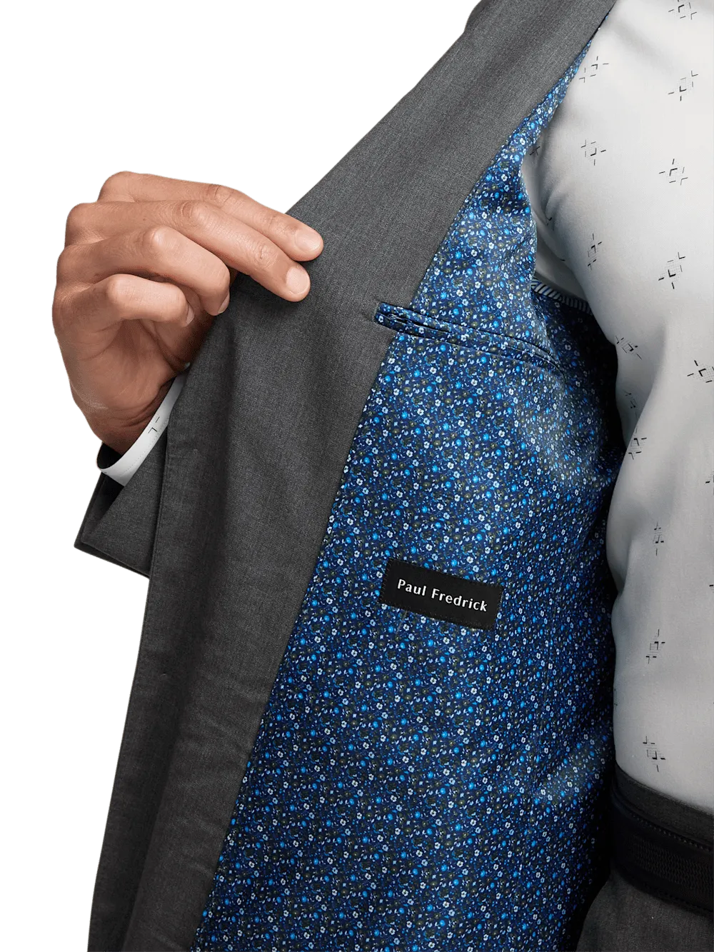 Wool Stretch Bengaline Peak Lapel Suit Jacket - Grey