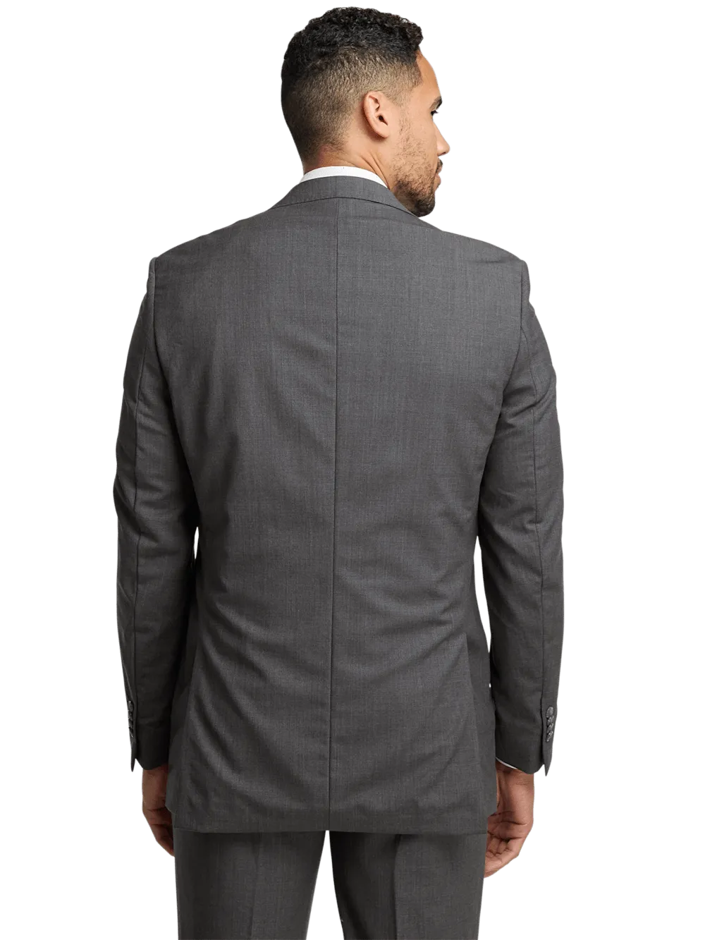 Wool Stretch Bengaline Peak Lapel Suit Jacket - Grey