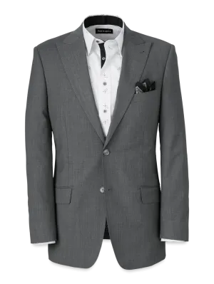 Wool Stretch Bengaline Peak Lapel Suit Jacket - Grey