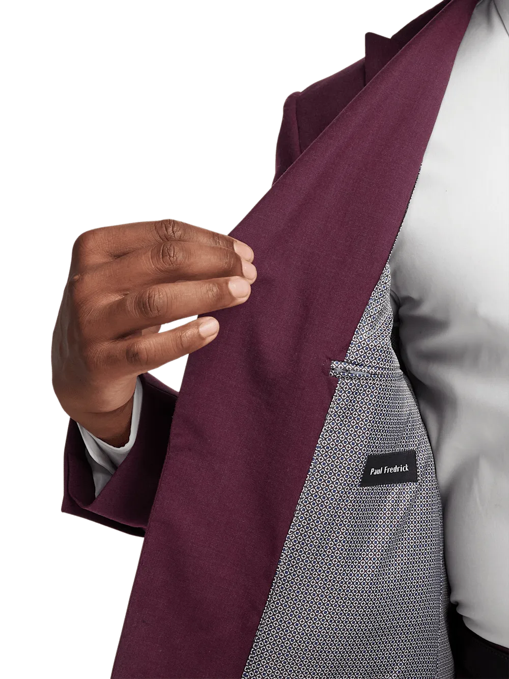 Wool Stretch Bengaline Peak Lapel Suit Jacket - Plum