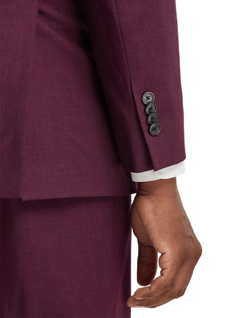 Wool Stretch Bengaline Peak Lapel Suit Jacket - Plum