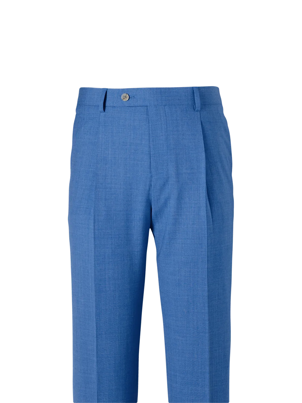 Wool Stretch Bengaline Single Pleated Suit Pants - French Blue