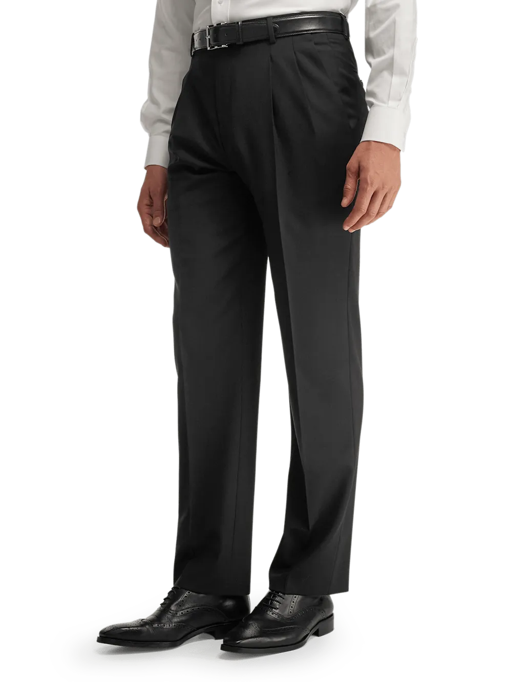 Wool Stretch Bengaline Suit Pants - Black