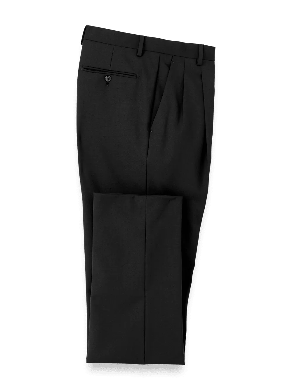 Wool Stretch Bengaline Suit Pants - Black