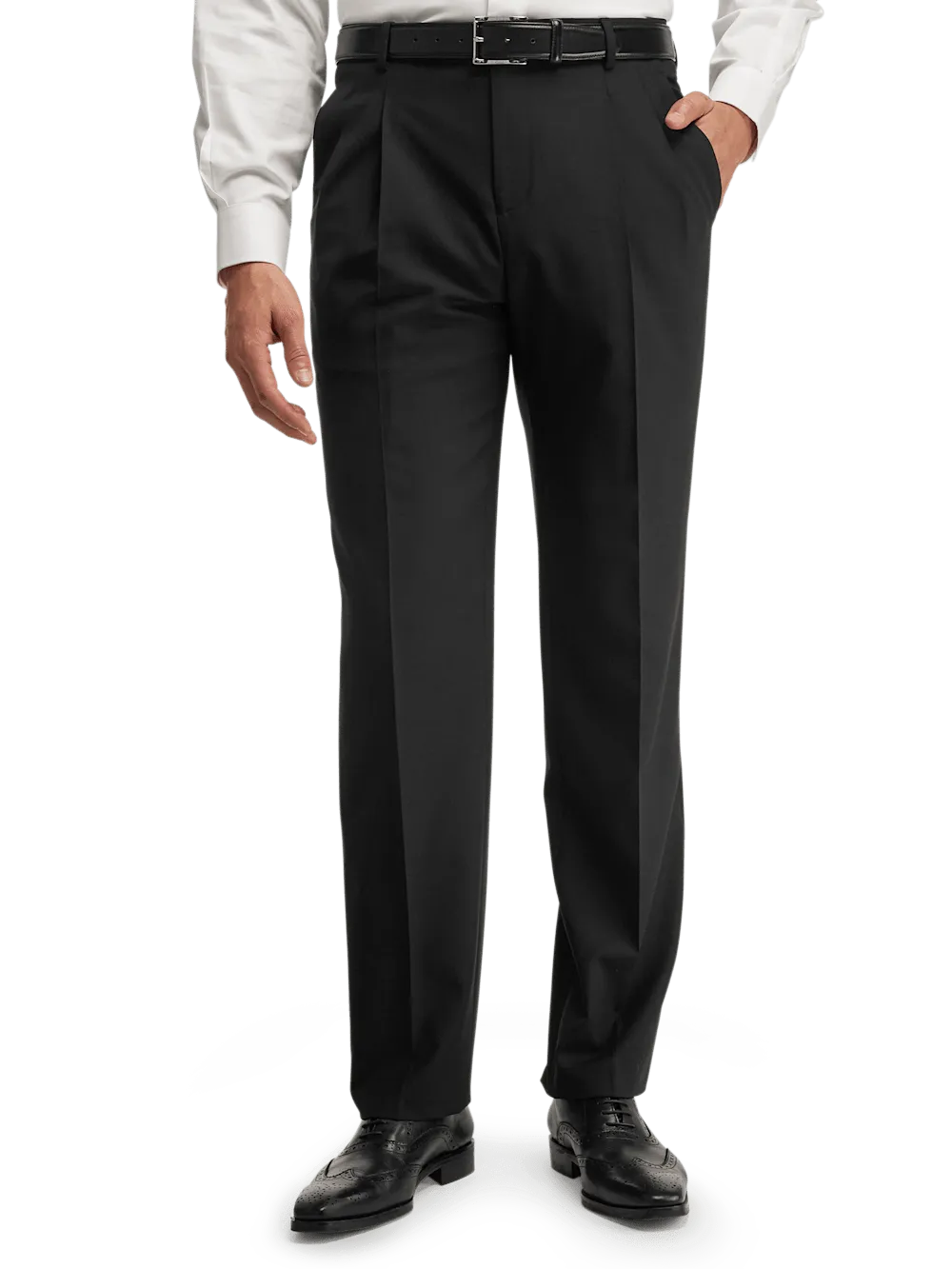Wool Stretch Bengaline Suit Pants - Black