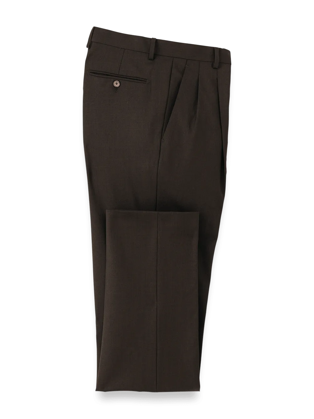 Wool Stretch Bengaline Suit Pants - Dark Brown