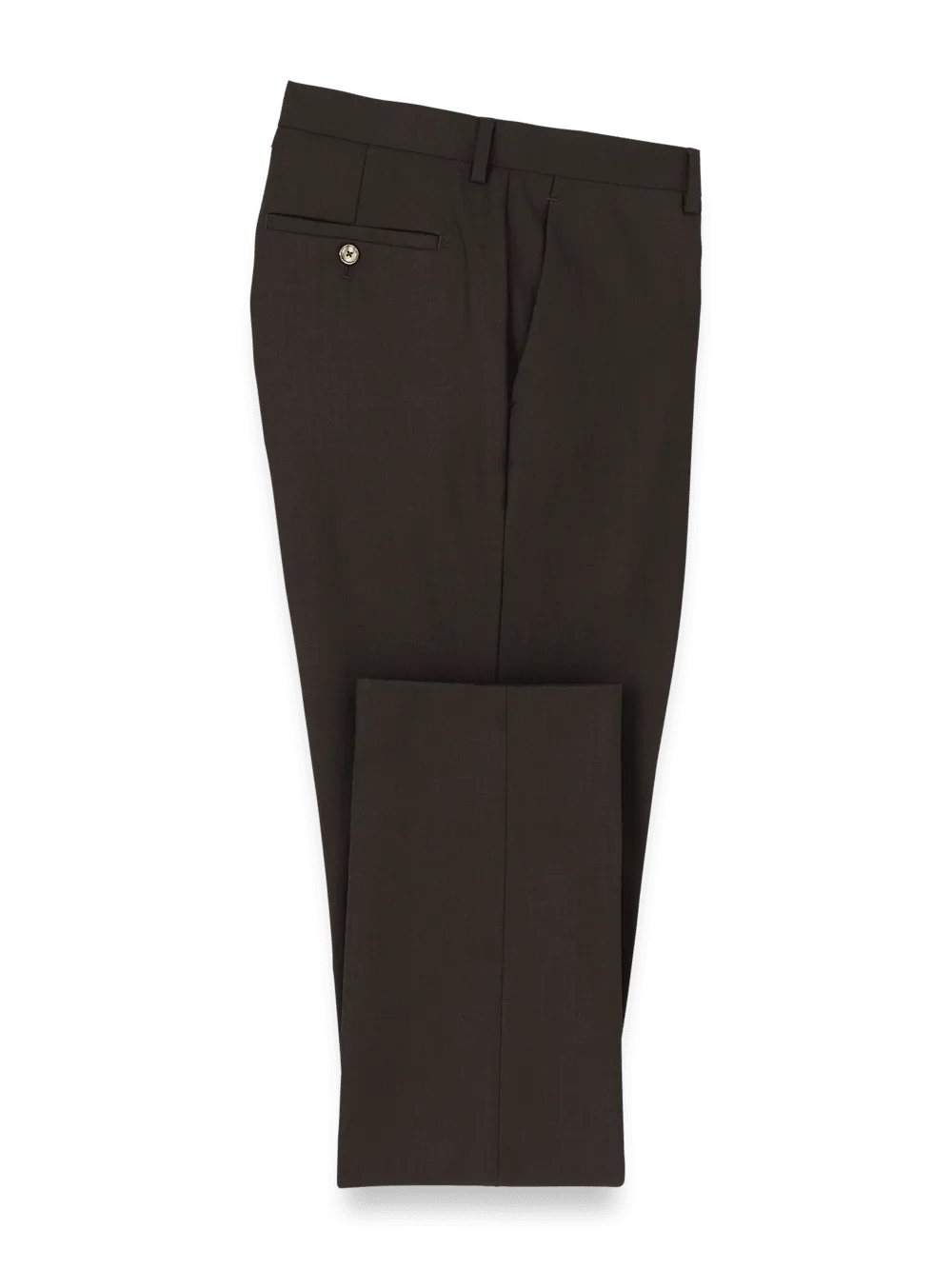 Wool Stretch Bengaline Suit Pants - Dark Brown