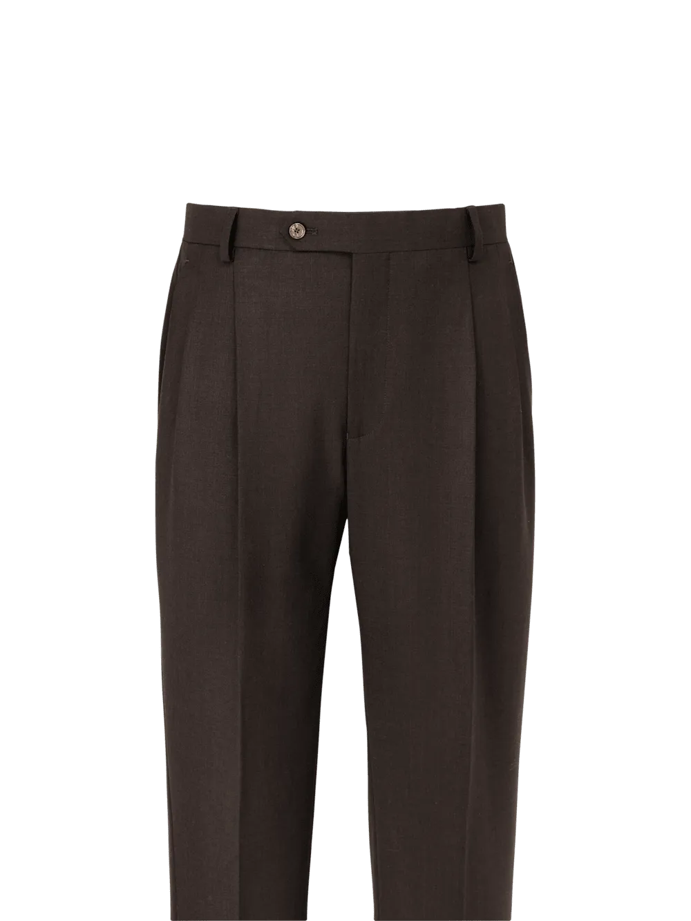 Wool Stretch Bengaline Suit Pants - Dark Brown