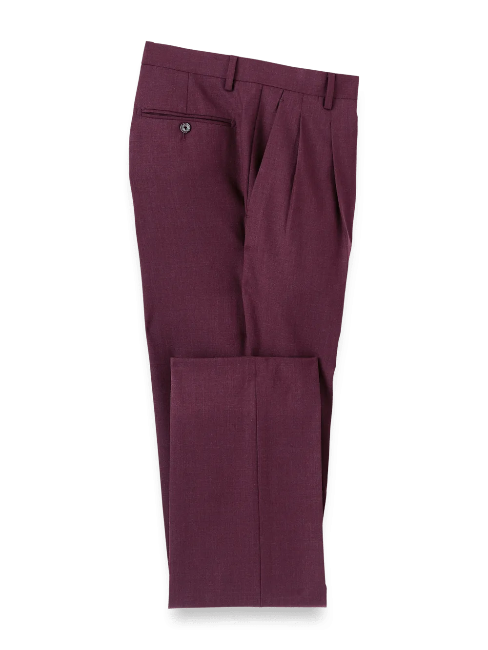 Wool Stretch Bengaline Suit Pants - Plum