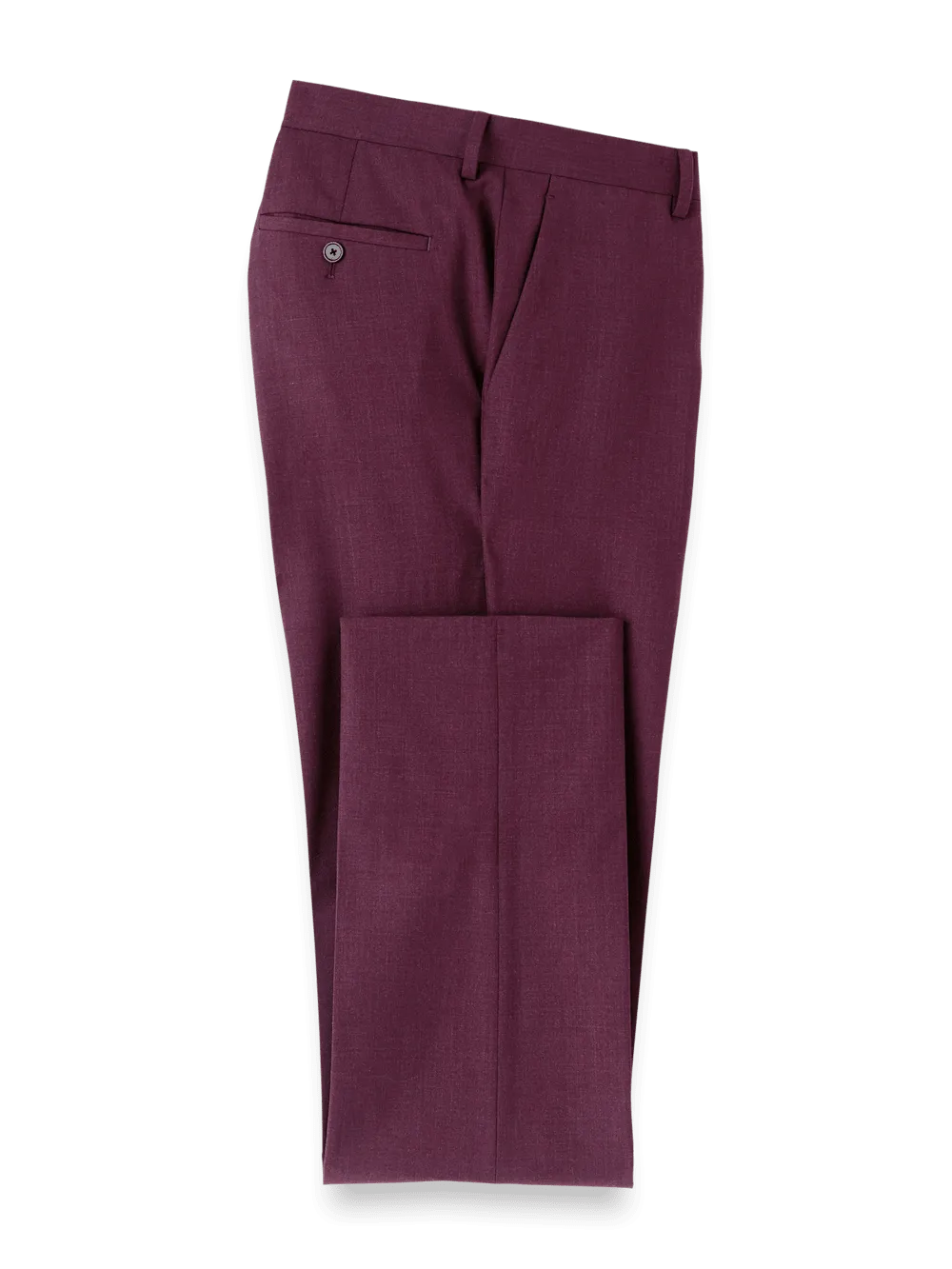 Wool Stretch Bengaline Suit Pants - Plum