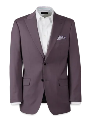 Wool Stretch Single Breasted Peak Lapel Suit Jacket - Slate Purple
