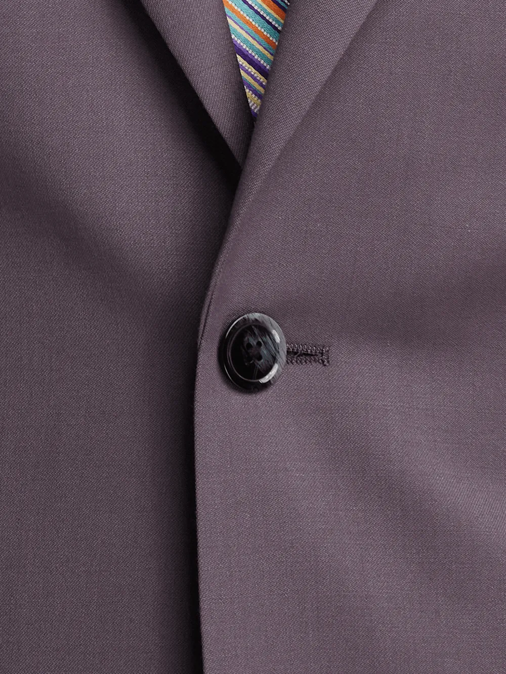 Wool Stretch Single Breasted Peak Lapel Suit Jacket - Slate Purple