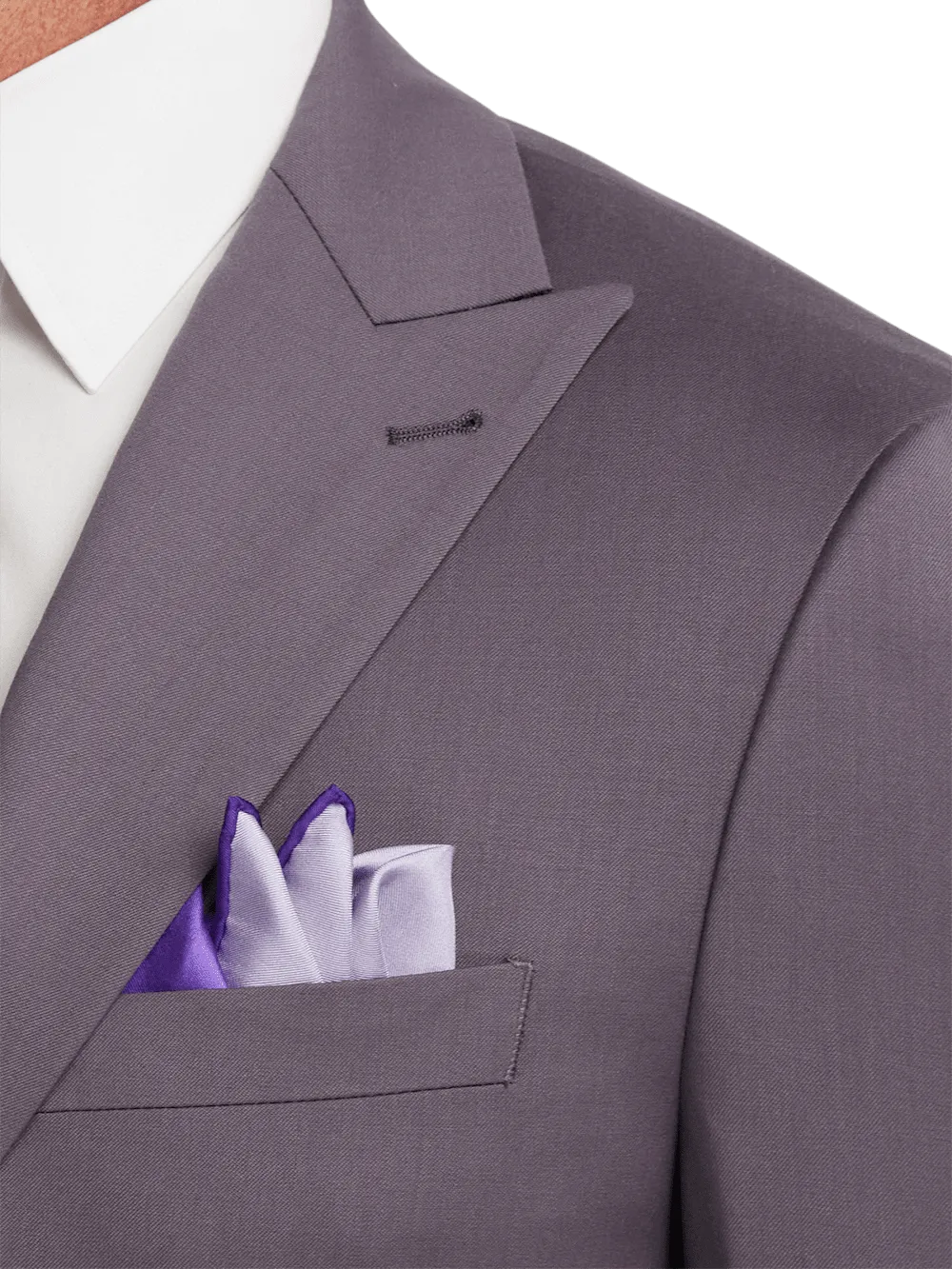 Wool Stretch Single Breasted Peak Lapel Suit Jacket - Slate Purple