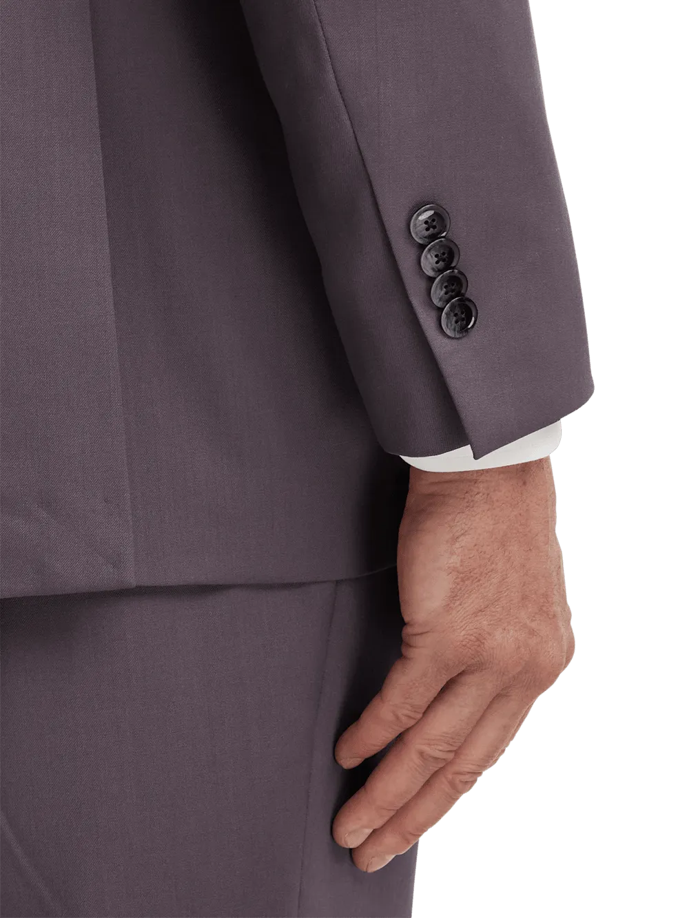 Wool Stretch Single Breasted Peak Lapel Suit Jacket - Slate Purple