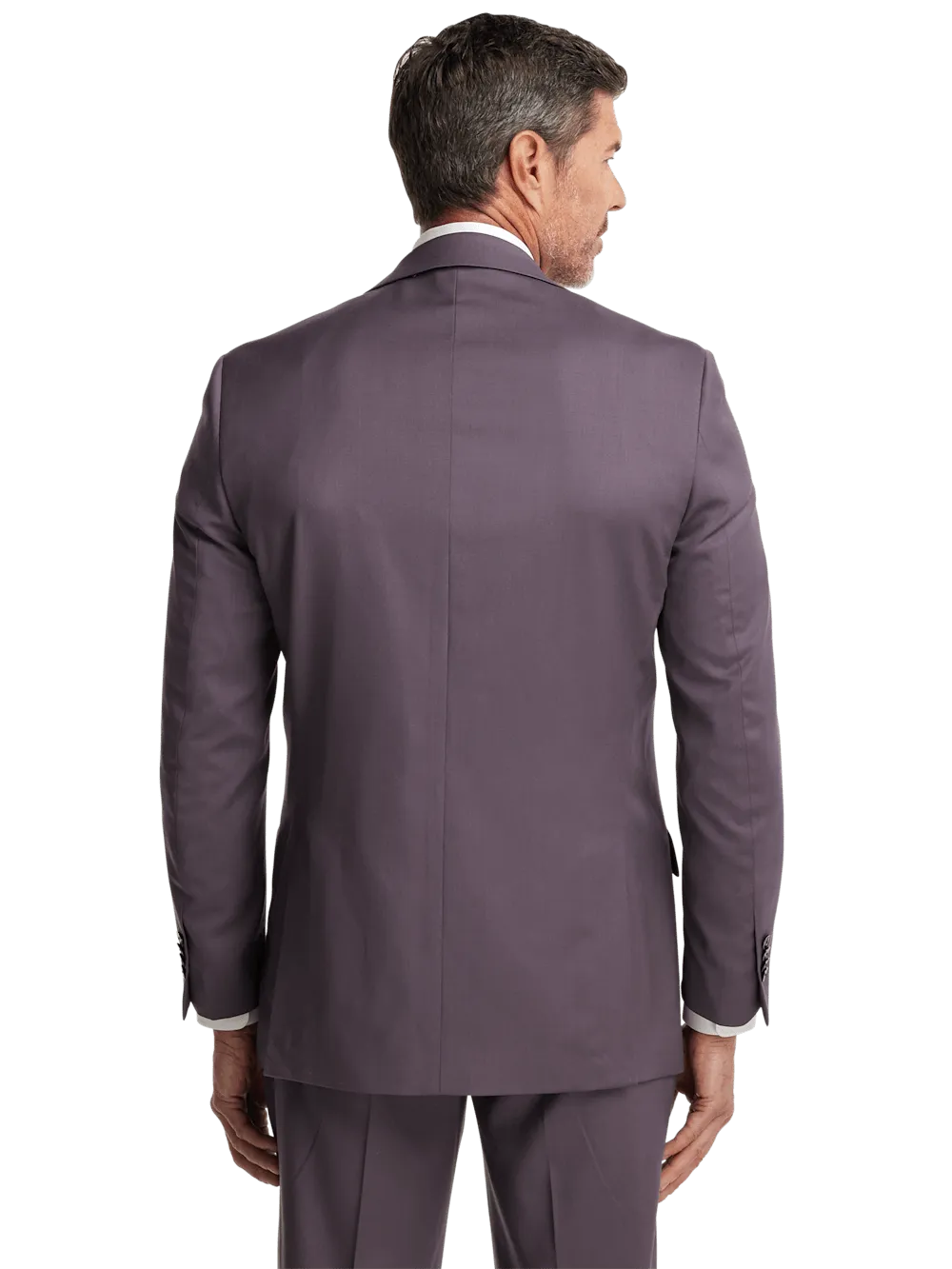 Wool Stretch Single Breasted Peak Lapel Suit Jacket - Slate Purple