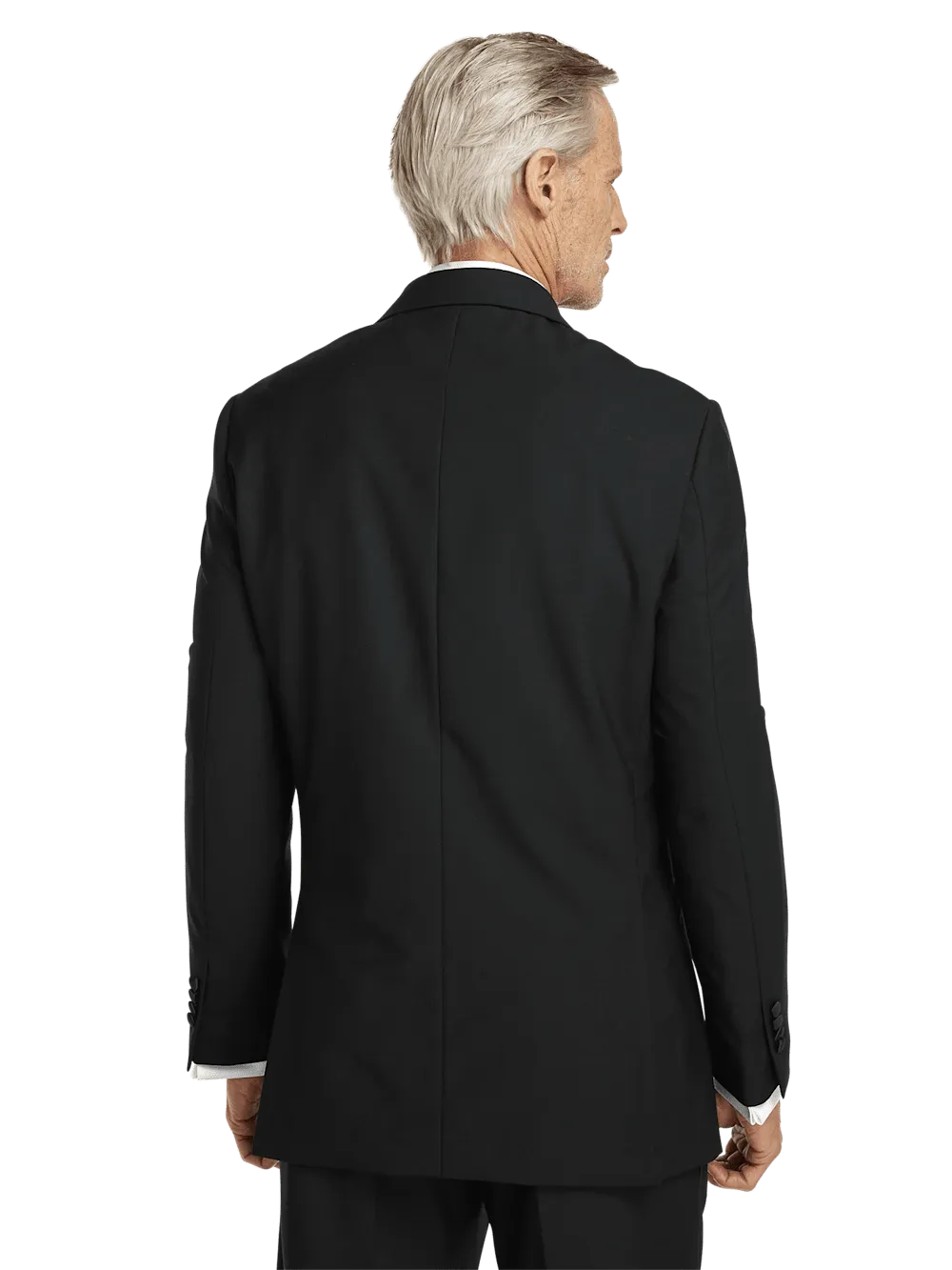 Wool Stretch Single Breasted Peak Lapel Tuxedo Jacket - Black