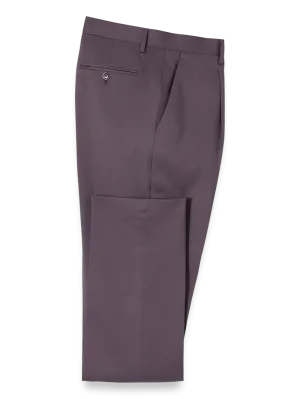 Wool Stretch Single Pleat Suit Pants - Slate Purple