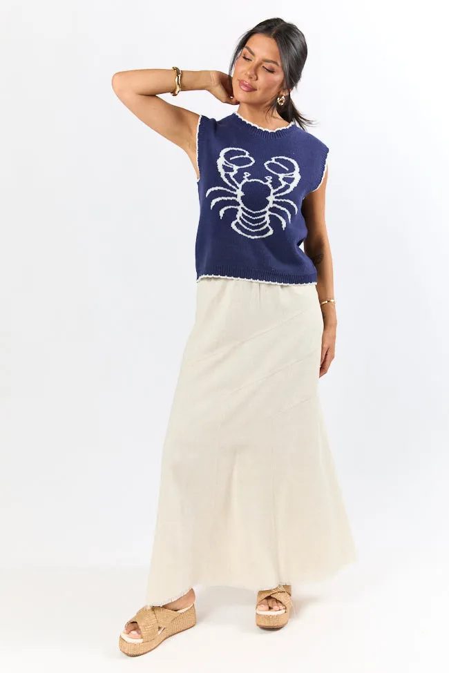 You're My Lobster Navy Whipstitch Trim Sweater Tank