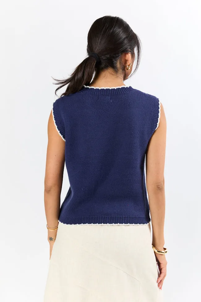 You're My Lobster Navy Whipstitch Trim Sweater Tank