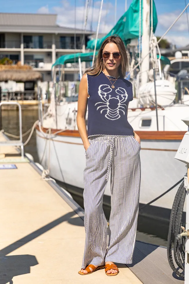 You're My Lobster Navy Whipstitch Trim Sweater Tank