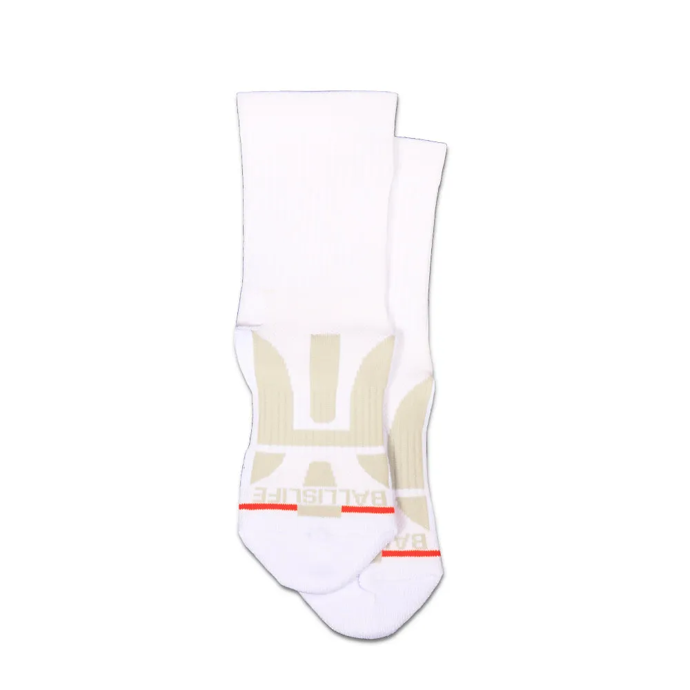 Youth P1 Quarter Socks in White Ballislife