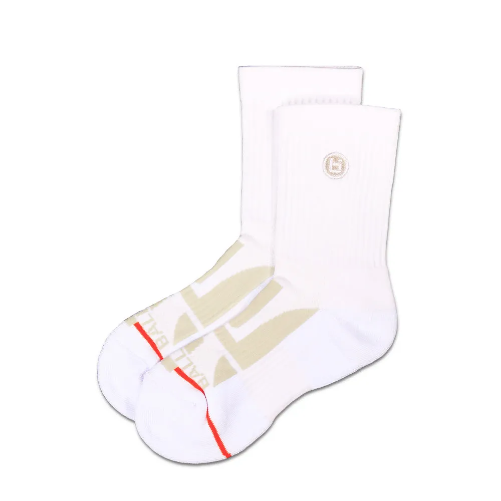Youth P1 Quarter Socks in White Ballislife
